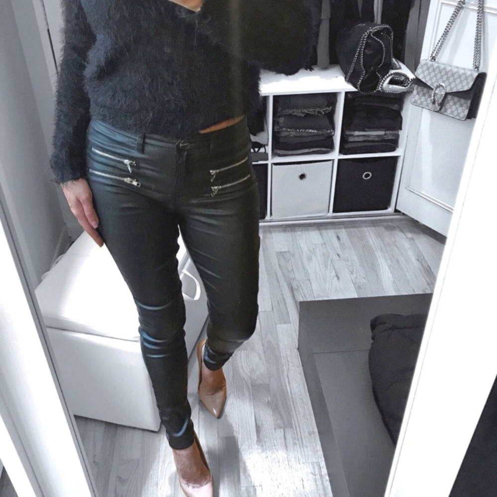 Coated 4 zipper jeans